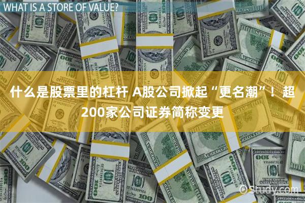 什么是股票里的杠杆 A股公司掀起“更名潮”！超200家公司证券简称变更